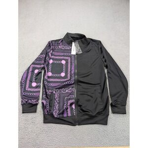 Reason Track Jacket Mens Medium‎ Black Purple Baroque Chain Zip Polyester New